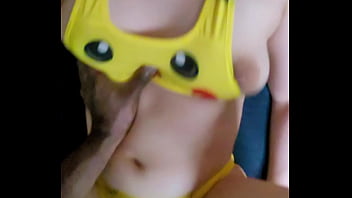 Hot French girl doing Pikachu cosplay getting pounded