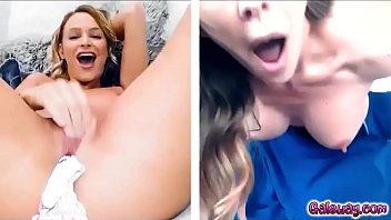 Cherie De ville and Emma Hix had an orgasm as they make out thru video call