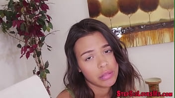 Latina teen stepsis gives head to big cock