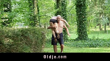 Nagging little bitch gets old cock punishment in the woods