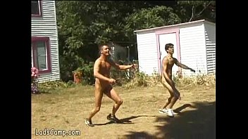 Steamy outdoor foursome gay orgy in the Lads Camp