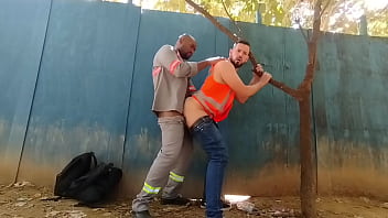 Workers fucking naked behind the construction site