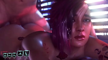 Animation anal sex when a Judy Alvarez lies on her stomach and a guy fucks her ass – Hot Cyberpunk porn