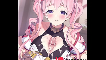 Cute hentai pink girl giving a titfuck!