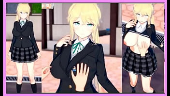 [Eroge Koikatsu! ] Cute blonde returnee girl huge breasts jk “Margaret” chan is rubbed breasts 3DCG hentai video