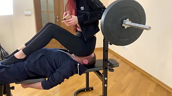 Fullweight Ignore Facesitting In Black Yoga Pants With Red-Head Mistress Sofi