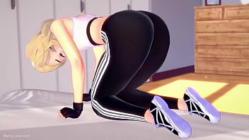 Spider Gwen is sweaty after exercising, she wants to rest by licking a cock (adult version)